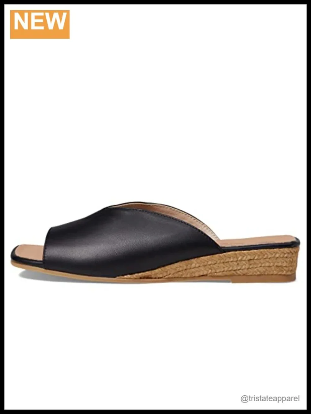 Leather Wedge Sandals Slip-On Open Square Toe Comfort Mules